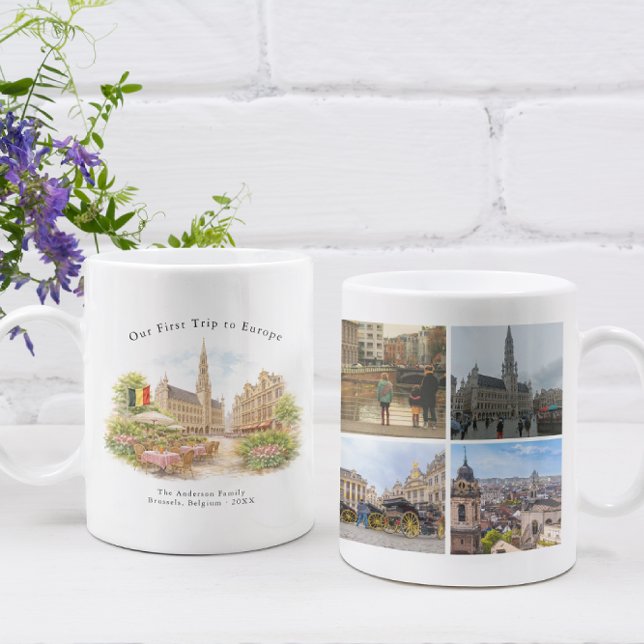 Personalized Brussels Belgium Travel Photo Mug (Créateur téléchargé)