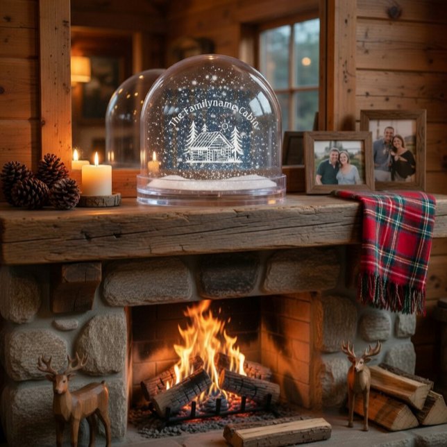 Personalized Cabin Snow Globe with Green Tartan  (Créateur téléchargé)