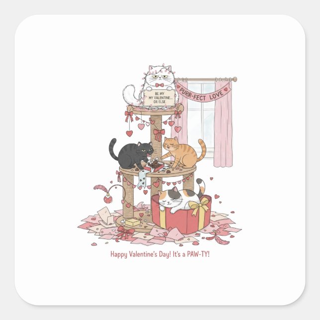 Personalized Cat's Meow Valentine's Day Stickers (Devant)