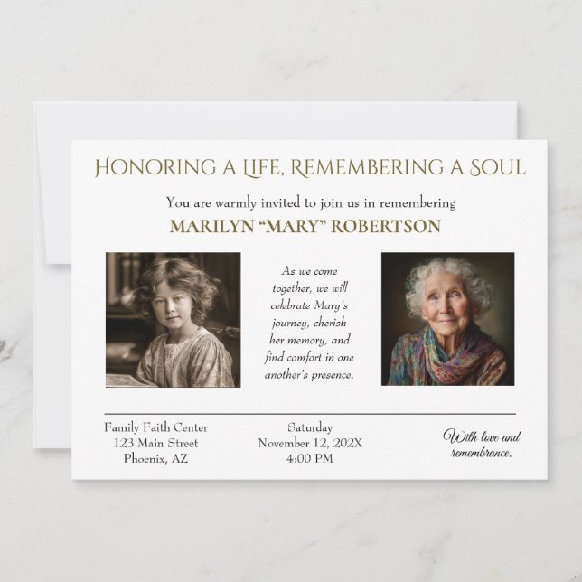 Personalized Celebration of Life Invitation (Devant)