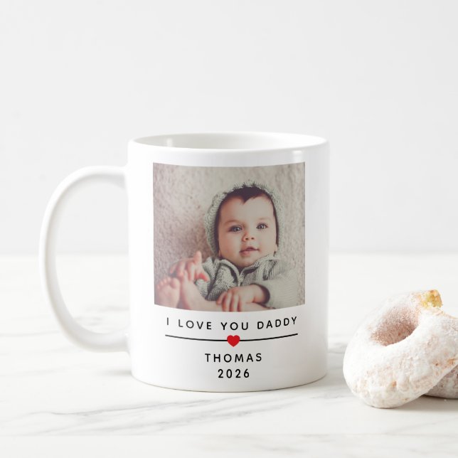 Personalized Child Photo Mug for Dad with Name (Avec donut)