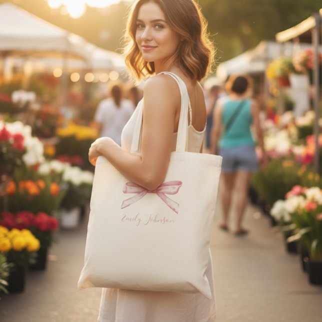 Personalized children's tote bag with bow (Créateur téléchargé)