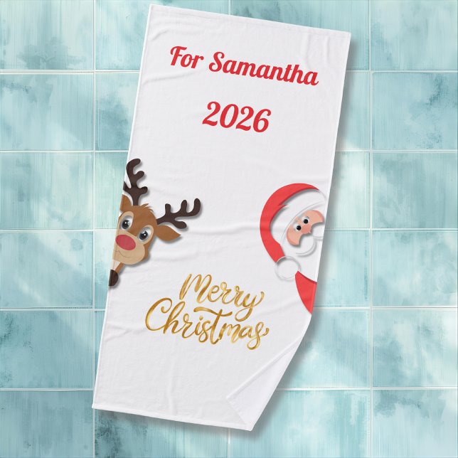 Personalized Christmas Bath Towel - Santa Design  (Créateur téléchargé)