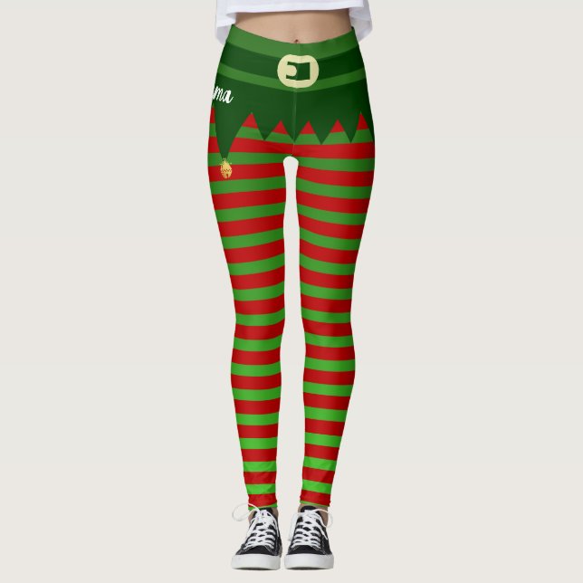 Personalized Christmas Elf Costume Leggings (Devant)