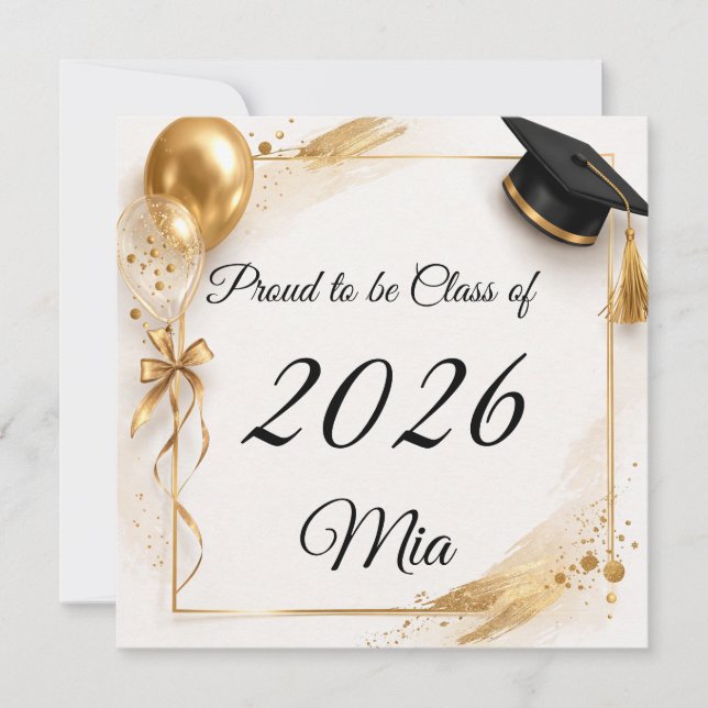 Personalized Class of 2026 Graduation Name Card (Devant)