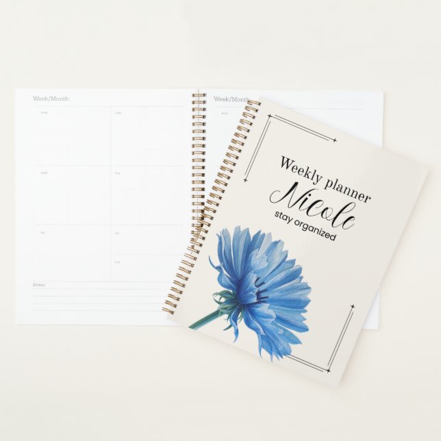 Personalized Cornflower Weekly Planner  (Devant avec enveloppe)