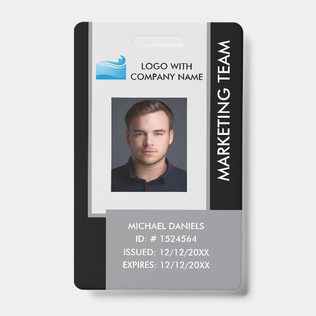 Personalized Corporate Employee ID Badge black (Face)