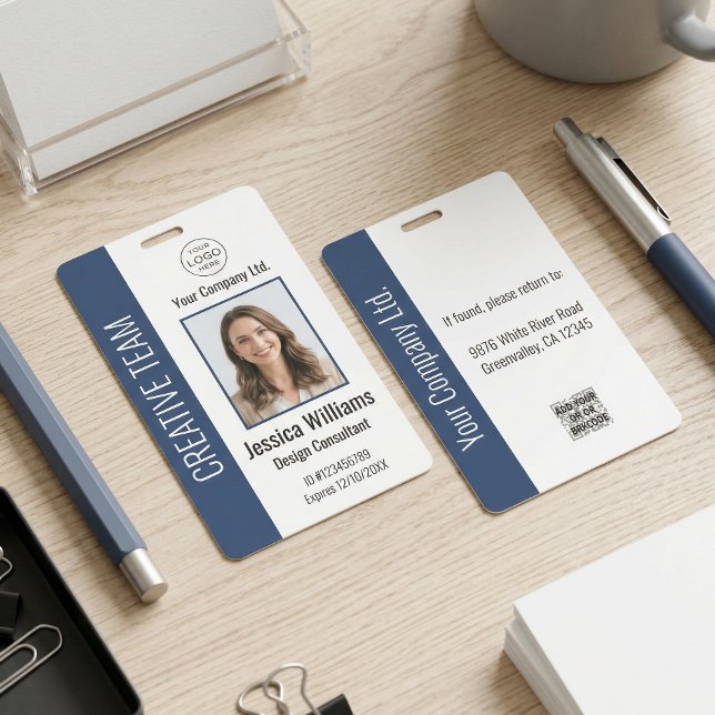 Personalized Corporate Employee ID Badge Blue (Créateur téléchargé)