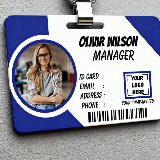 Personalized Corporate Employee ID Badge Blue (Créateur téléchargé)
