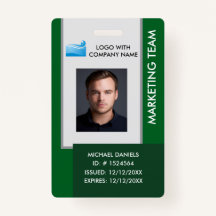 Personalized Corporate Employee ID Badge green