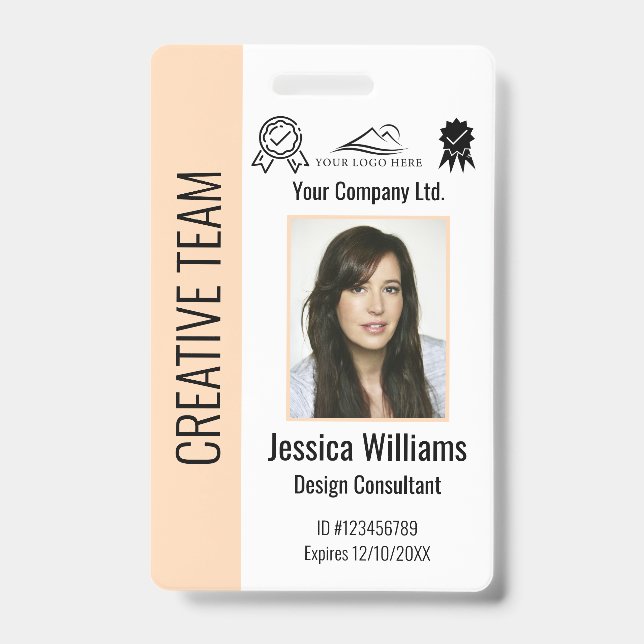 Personalized Corporate Employee ID Badge Peach (Avant)