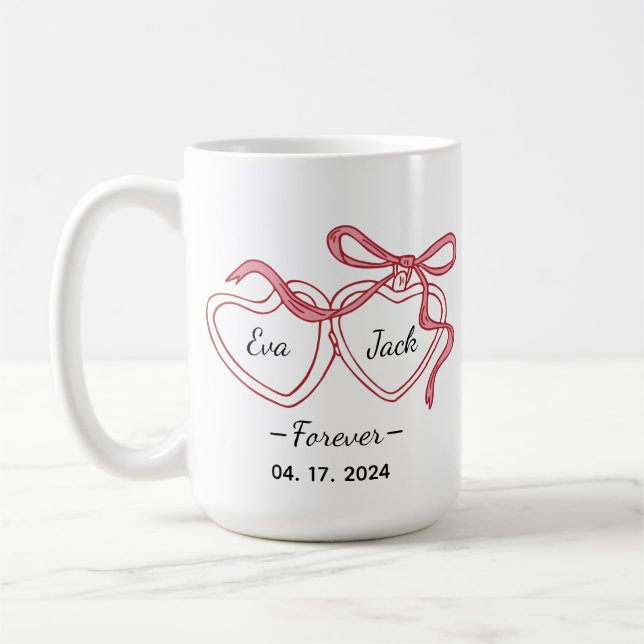 Personalized Couple Line Art Mug with Names & Date (Gauche)