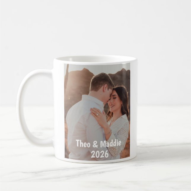 Personalized Couple Photo Mug with Names & Year (Gauche)