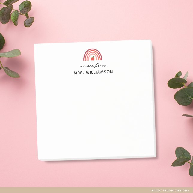 Personalized Cute A Note From Teacher Name Post-it (Post-it notes are shown in 3 x 3 inches. Personalize with the teacher's name.)