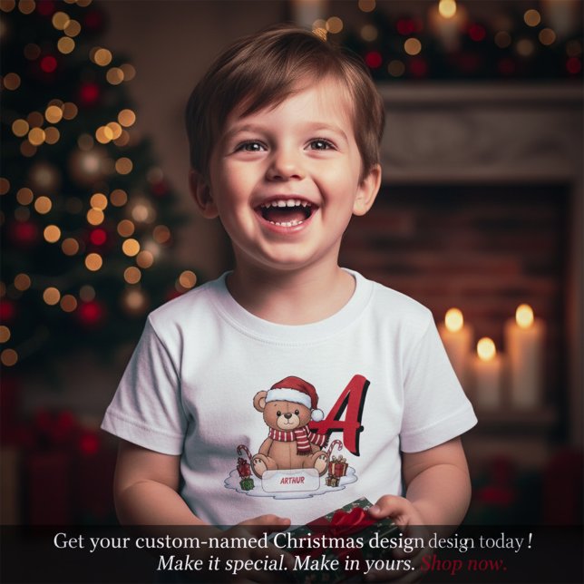 Personalized Cute Christmas Teddy Bear Kids  (Personalized Cute Christmas Teddy Bear Kids T-Shirt)