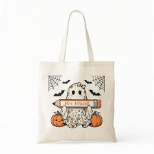Personalized Cute Halloween Ghost Teacher Tote Bag