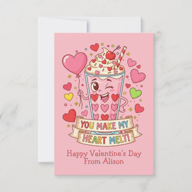 Personalized Cute Milkshake Classroom Valentine (Devant)