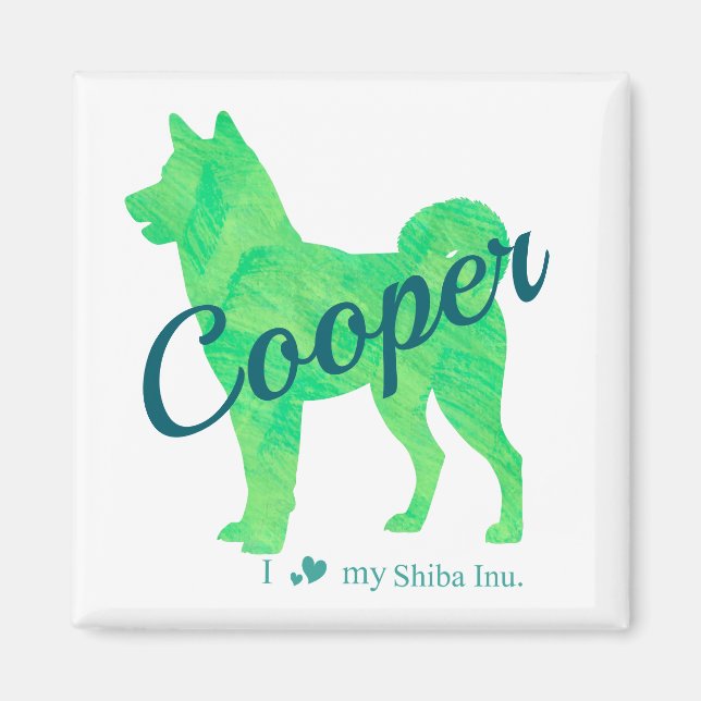 Personalized Cute Pastel Green Shiba Inu Magnet (Devant)