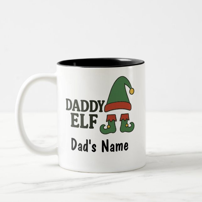 Personalized Daddy Elf Mug – Custom Christmas Gift (Gauche)