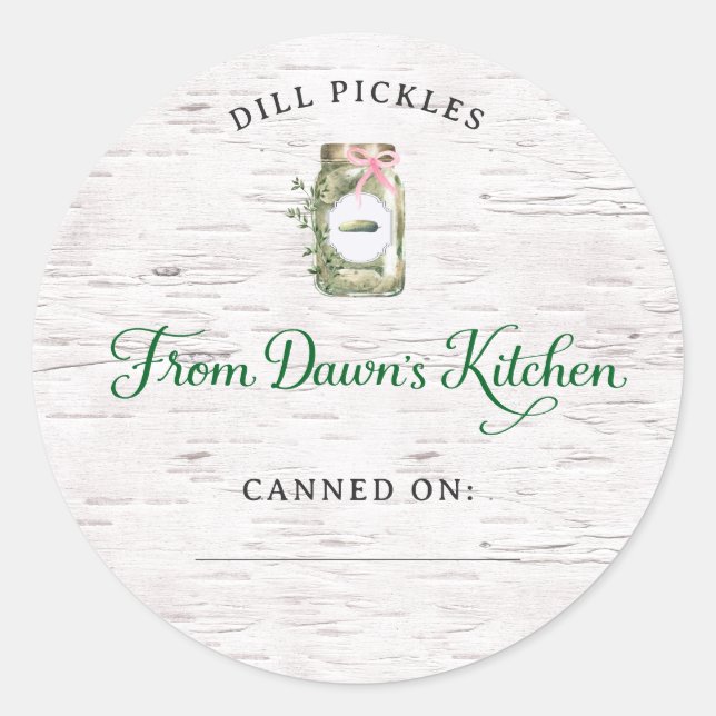 Personalized Dill Pickles Canning Stickers (Devant)