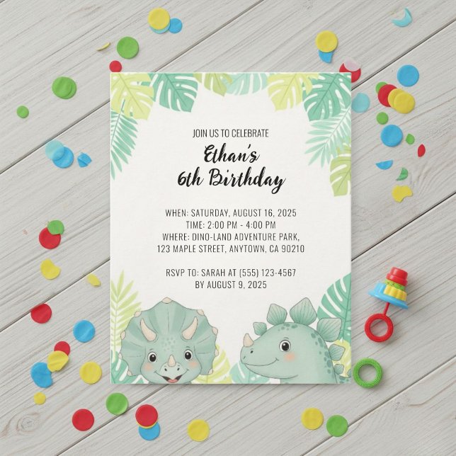 Personalized Dinosaur Birthday Invitation | Dino  (Créateur téléchargé)