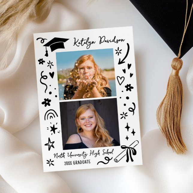 Personalized Doodle Graduation Photo Announcement (Créateur téléchargé)