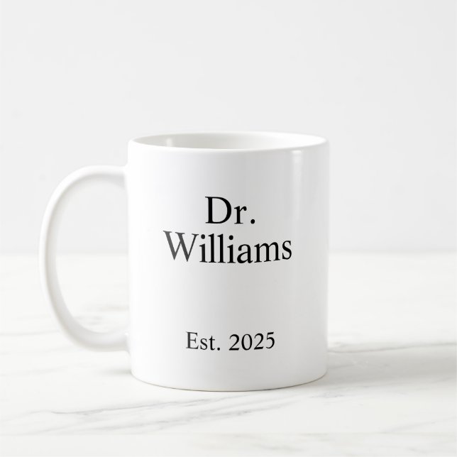 Personalized Dr Coffee Mug, name Ceramic Mug E (Gauche)