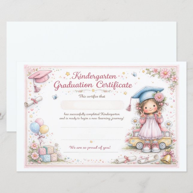 Personalized Early Learning Graduation Certificate (Devant / Derrière)