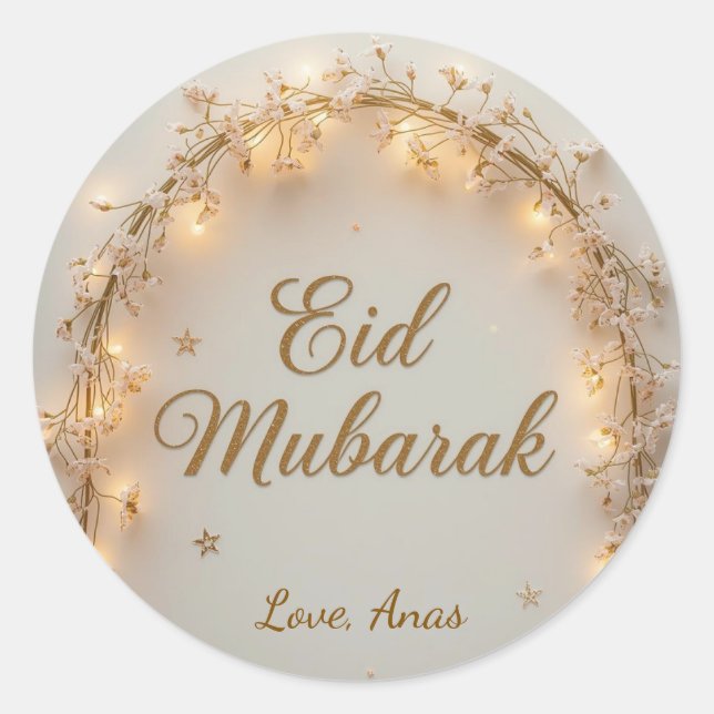 Personalized Eid Mubarak Round Stickers (Devant)
