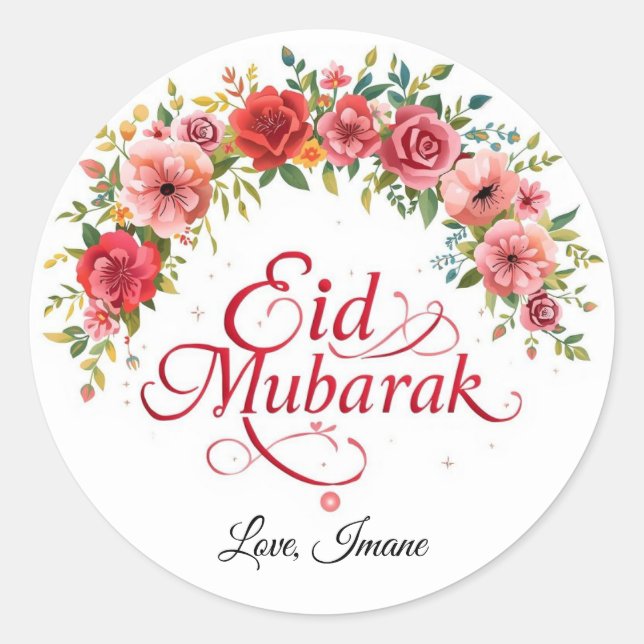 Personalized Eid Mubarak Round Stickers (Devant)