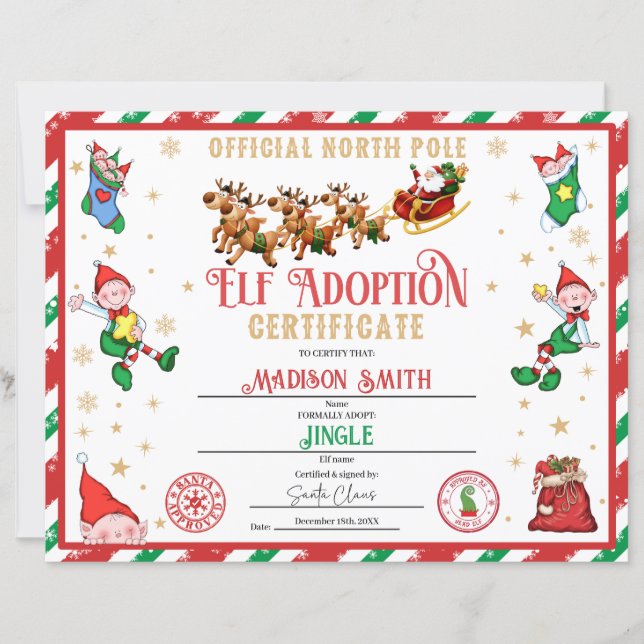 Personalized Elf Adoption Certificate (Devant)