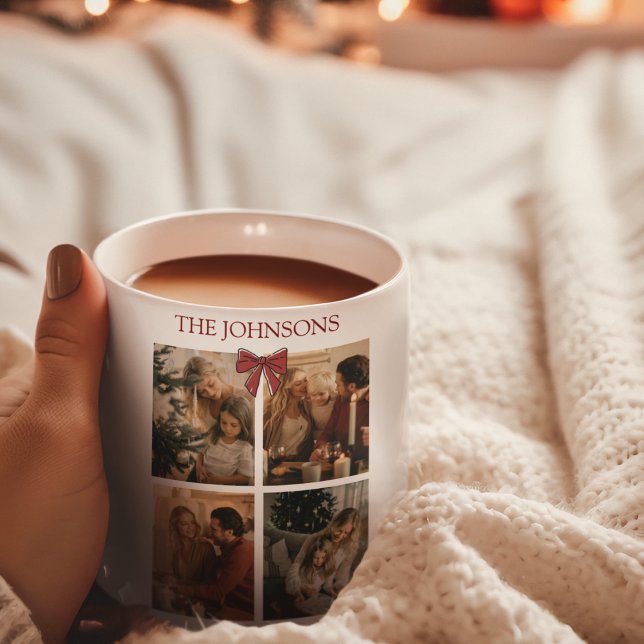 Personalized Family Christmas Photo Collage Mug  (Créateur téléchargé)
