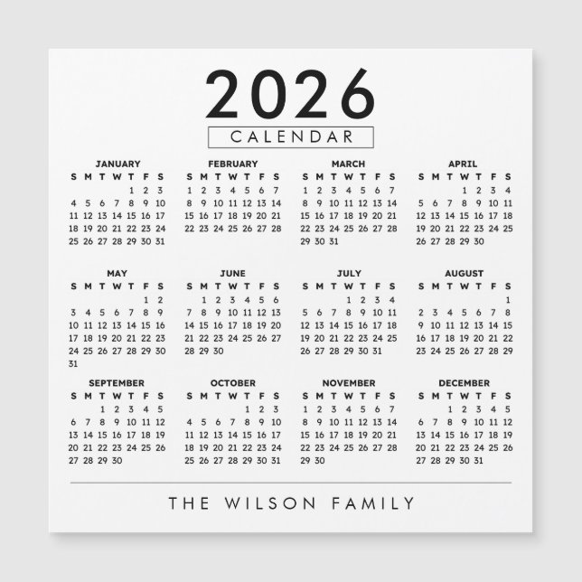Personalized Family Wall Calendar 2026 (Devant)