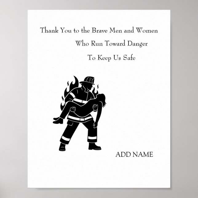 Personalized Firefighter Rescue Poster (Devant)