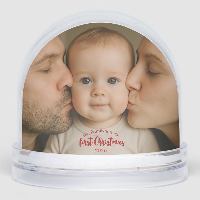 Personalized First Christmas Photo Snow Globe (Avant)