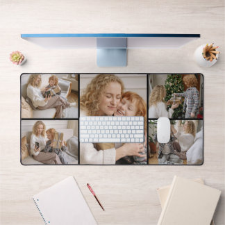 Personalized Five Photo Collage Desk Mat
