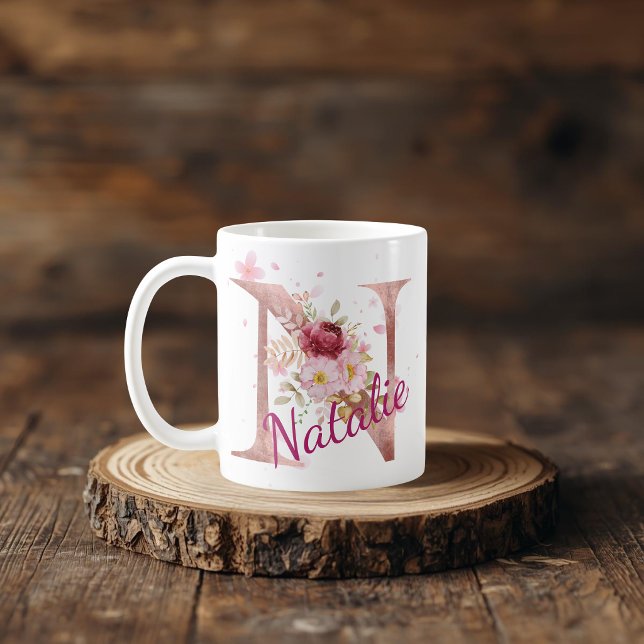 Personalized Floral Initial Mug – Letter N (Créateur téléchargé)