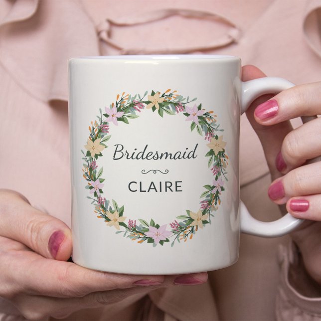 Personalized Floral Maid of Honor Mug (Créateur téléchargé)