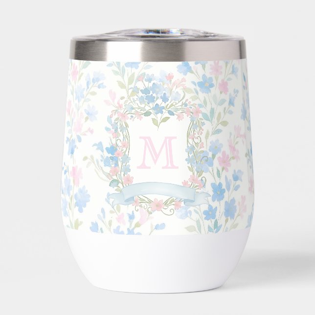 Personalized Floral Monogram Thermal Wine Tumbler (Avant)