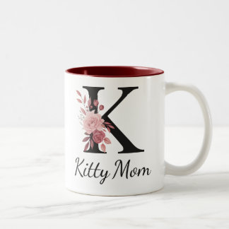 Personalized Floral Mug – Letter K with Name Kara 