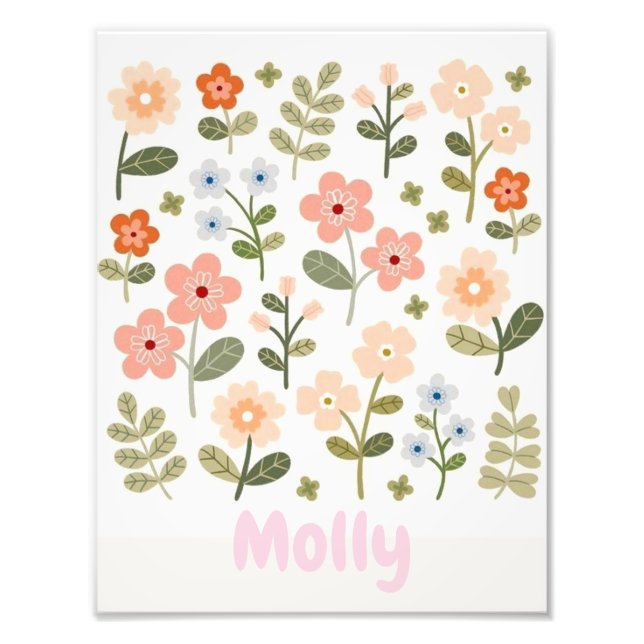Personalized Floral Name Poster for Girls (Devant)