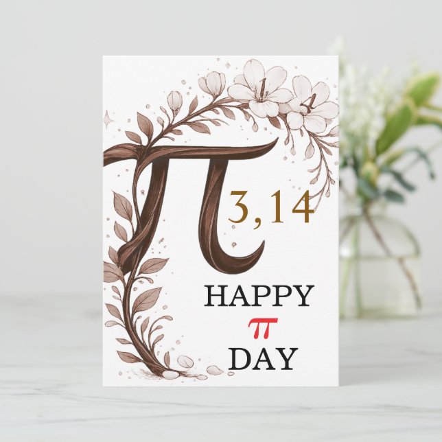 Personalized Floral Pi Day Card, Elegant Math gift (Debout devant)
