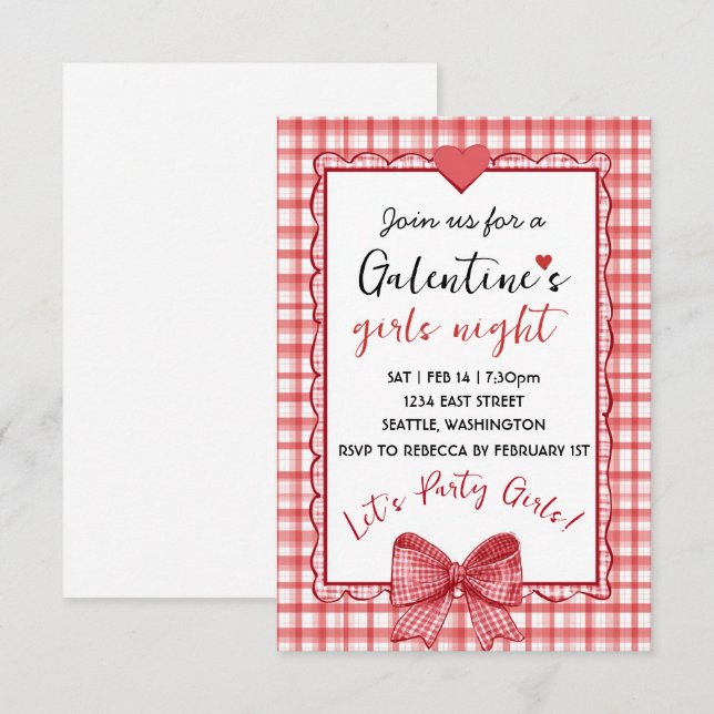 Personalized Galentines Girls Night Invitation (Devant / Derrière)