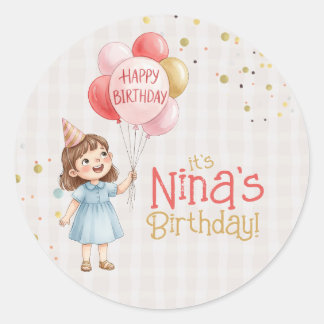 Personalized Girl Birthday Party Sticker