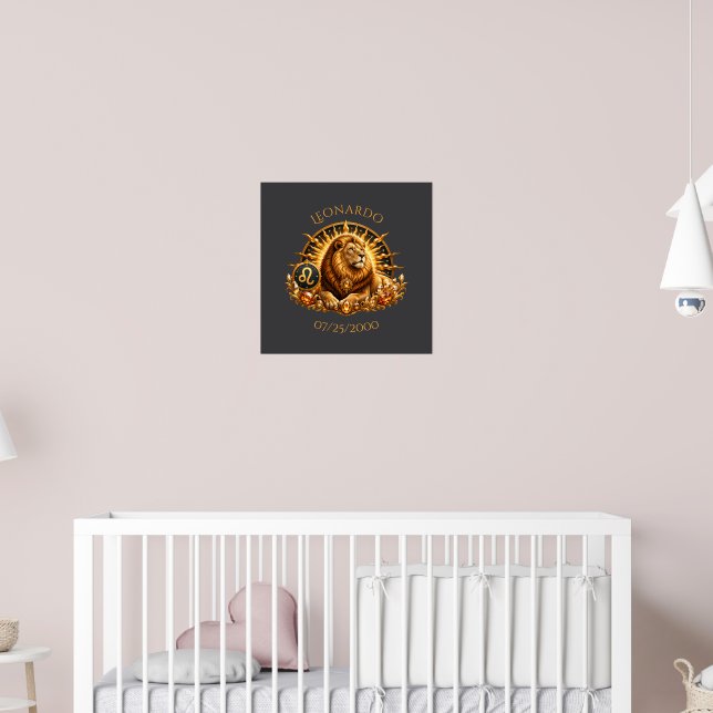 Personalized Gold Gray Leo Zodiac Sign Poster (Pépinière 2)