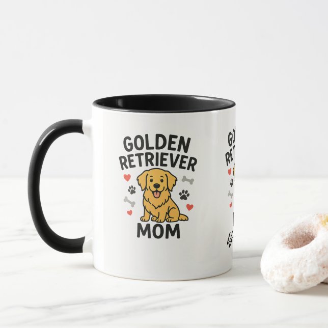 Personalized Golden Retriever Mom Mug - Custom Dog (Avec donut)
