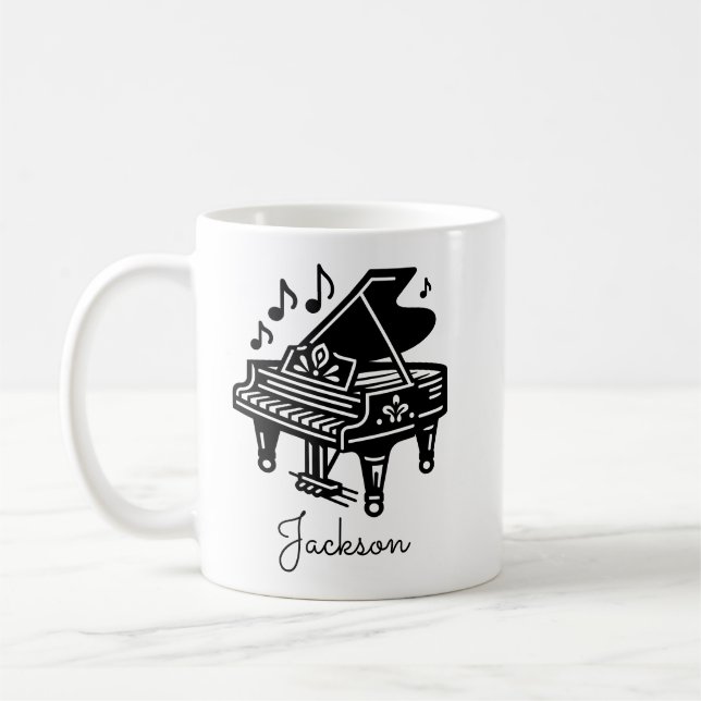 Personalized Grand Piano Mug – Custom Name  (Gauche)