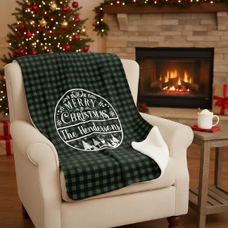 Personalized Green & Black Plaid Merry Christmas