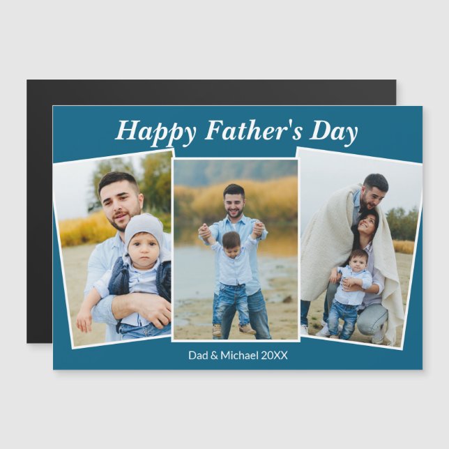 Personalized Happy Father's Day Photo Magnet Card (Devant / Derrière)