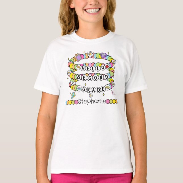 Personalized Hello Second Grade T-Shirt (Devant)